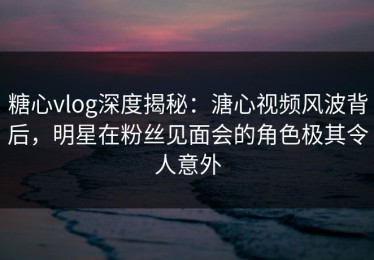 糖心vlog深度揭秘：溏心视频风波背后，明星在粉丝见面会的角色极其令人意外