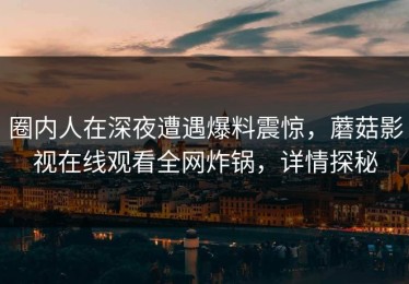 圈内人在深夜遭遇爆料震惊，蘑菇影视在线观看全网炸锅，详情探秘