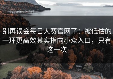 别再误会每日大赛官网了：被低估的一环更高效其实指向小众入口，只有这一次