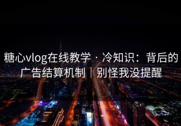 糖心vlog在线教学 · 冷知识：背后的广告结算机制｜别怪我没提醒