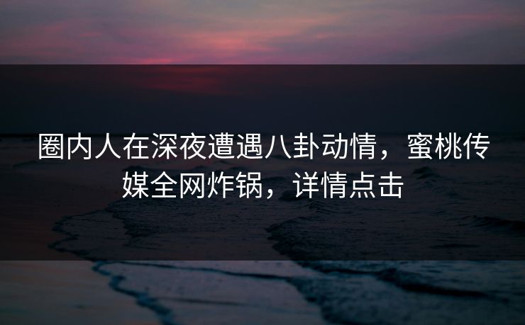 圈内人在深夜遭遇八卦动情，蜜桃传媒全网炸锅，详情点击
