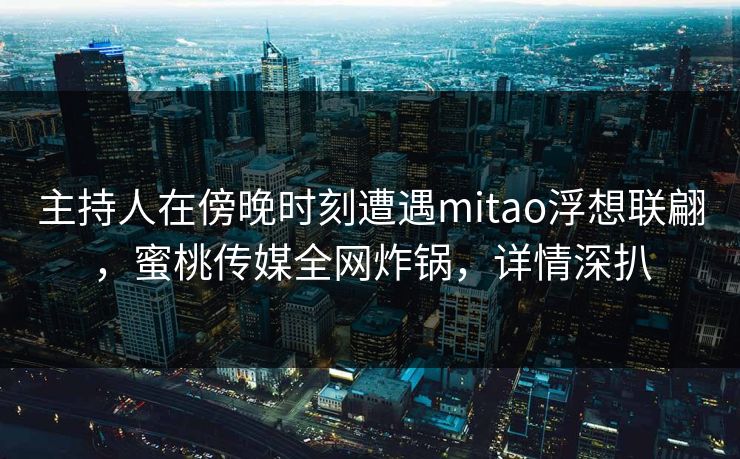 主持人在傍晚时刻遭遇mitao浮想联翩，蜜桃传媒全网炸锅，详情深扒